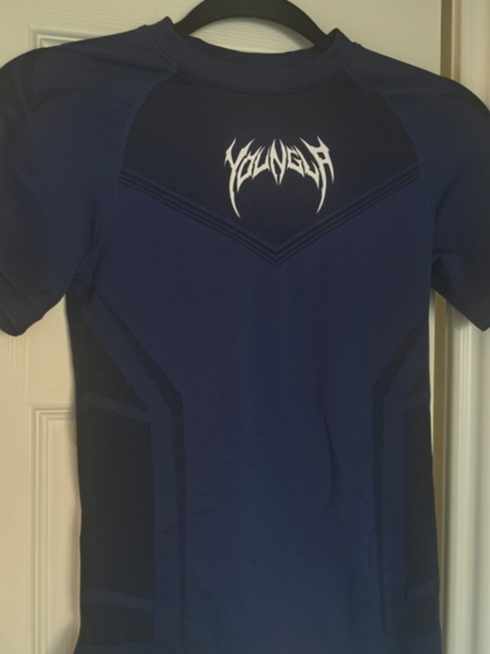 YoungLA Navy Blue Performance Tee with Contrast Panels